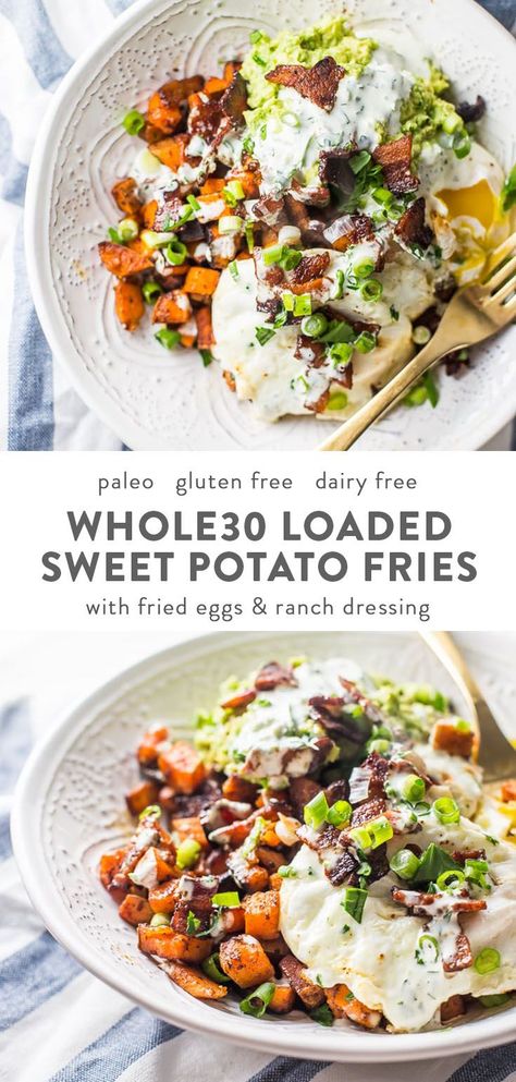 Loaded Sweet Potato Fries, Whole30 Dinner, Paleo Gluten Free Recipes, Loaded Sweet Potato, Whole30 Dinners, Whole 30 Diet, Clean Eating Recipes For Dinner, Clean Eating For Beginners, Clean Eating Dinner