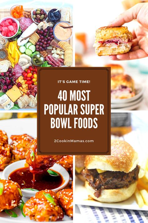 It's almost here - Super Bowl weekend! Take time out to cook up a few of these 40 Most Popular Super Bowl snacks that are both delicious and easy. There are wings, dips, sliders, potato skins, taco favorites and more. So what are you waiting for - let's kick off the party and score a win for the home team! #superbowlappetizers #footballfood #tailgatingappetizers #partyappetizers #fingerfood via @2CookinMamas Super Bowl Foods, Super Bowl Finger Foods, Super Bowl Party Food, Super Bowl Menu, Easy Super Bowl, Football Party Foods, Healthy Superbowl, Healthy Superbowl Snacks, Bowl Party Food