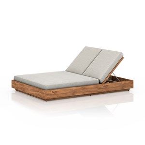 KINTA OUTDOOR DOUBLE CHAISE Teak Chaise Lounge, Double Chaise Lounge, Adjustable Stool, Secret Gardens, Double Chaise, Chaise Lounges, Teak Frame, Stone Grey, Outdoor Chaise