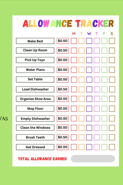 Allowance Tracker Printable A4 Planner for Kids and Adults Editable 2023-2024 Summer Habit Goals A4 Printable To do List Habit Tracker Goal Tracker Boys and Girls Kids Habit Tracker, Allowance Tracker, Life Tracker, Planner For Kids, A4 Planner, Parenting Workshop, Kids Chores, Chore Board, Printable Habit Tracker