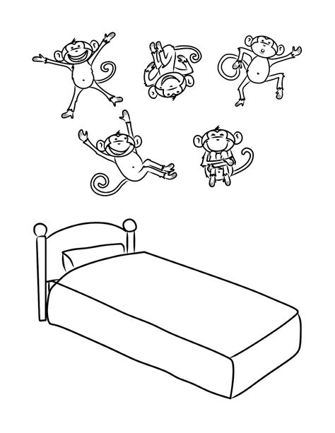 bust out your crayons: 5 Little Monkeys Nursery Rhymes Preschool Crafts, Rhyming Preschool, Monkeys Jumping On The Bed, 5 Little Monkeys, Monkey Coloring Pages, Nursery Rhymes Preschool, Jumping On The Bed, Monkey Jump, Monkey Crafts