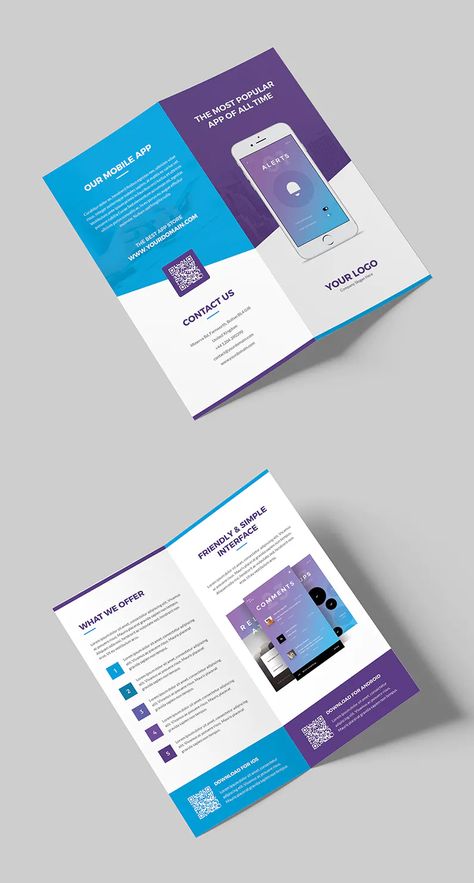 Product Leaflet Design Ideas, App Brochure Design, App Brochure, Brochure Psd, Brochure Design Creative, Sphere Design, Brochure Design Layout, Pamphlet Design, Bi Fold Brochure