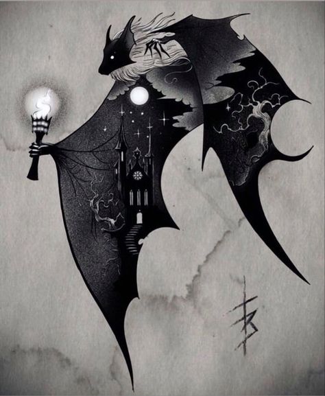 Goth Tattoo Sleeve Women, Bat Artwork, Bat Tattoo, Bat Art, Raven Art, Dark Art Tattoo, Occult Art, Art Daily, Goth Art