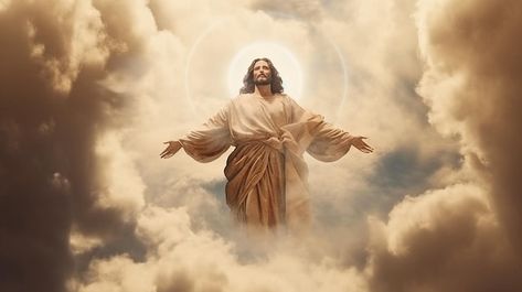 Poster Design Landscape, Christ Background, Faith Backgrounds, Jesus In Heaven, Jesus Pictures Hd, Christianity Art, Background Jesus, Jesus Smiling, Christian Background Images