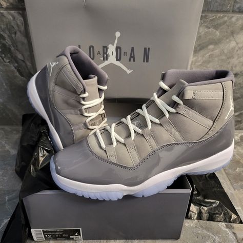 Jordan 11 Cool Grey J11 Air Jordans, Jordan 11 Cool Grey Outfit, Jordan 11 Grey, Air Jordan 11 Cool Grey, Jordan 11 Cool Grey, Nike Shoes Women Fashion, Jordan 11s, Grey Jordans, Pretty Sneakers