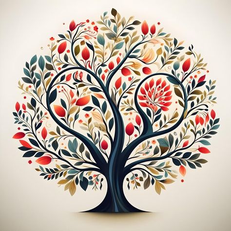 Photo beautiful tree of life digital art... | Premium Photo #Freepik #photo Tree Of Life Illustration, Folk Art Tree Of Life, Tree Of Life Artwork, Nouveau Flowers, Tree Of Life Painting, Life Artwork, Tree Of, Art Nouveau Flowers, School Murals