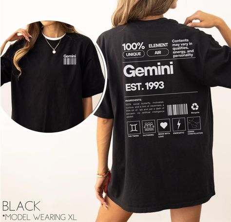 Great T-Shirts Designs Gender Neutral T Shirt Design, Gemini T Shirt Design, Gemini Shirt Ideas, Gemini Tshirt Ideas, Gemini Clothes, Gemini Shirt, Zodiac Tshirt, Zodiac Shirts, Trendy Shirt Designs