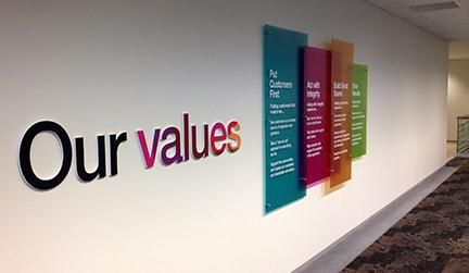 Meeting Room Decoration Ideas, Company Vision And Mission Wall Design, Mission Vision Values Design Wall, Office Mission Statement Wall, Corporate History Wall, Company Values Wall Design, Core Values Office Wall Design, Our Values Design, Corporate Values Wall