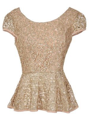 Sequin Peplum Top, Dresses Gold, Gold Dresses, Lace Peplum Top, Designer Top, Sequin Shirt, Stylish Party, Lace Peplum, Gold Rush