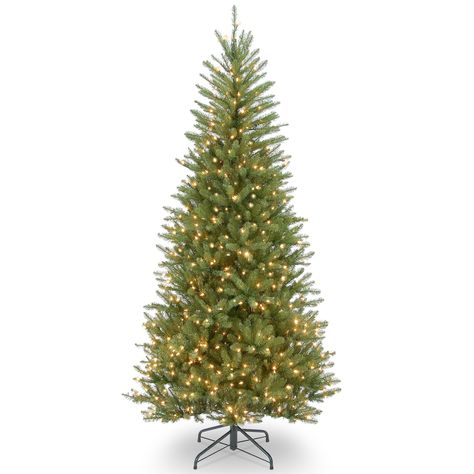 Christmas Tree Clear Lights, Slim Artificial Christmas Trees, Slim Tree, Slim Christmas Tree, Fir Christmas Tree, White Lights, Stand Light, Metal Tree, Christmas Store