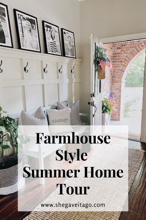 Farmhouse Style Summer Home Tour - She Gave It A Go Farmhouse Tours Interiors, Summer Living Room Ideas, Home Tours Farmhouse, How To Decorate Farmhouse Style, Summer Living Room Decor, Houses Australia, Architectural Aesthetic, Farmhouse Summer Decor, Diy Farmhouse Decoration