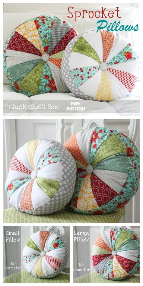 DIY Sprocket Pillows Free Sewing Pattern & Tutorial Christmas Ornaments Patterns, Sewing Cushions, Folded Fabric Ornaments, Fabric Christmas Ornaments Diy, Fabric Sewing Patterns, Pillow Tutorial, Free Sewing Pattern, Christmas Ornaments Diy, Quilted Christmas Ornaments