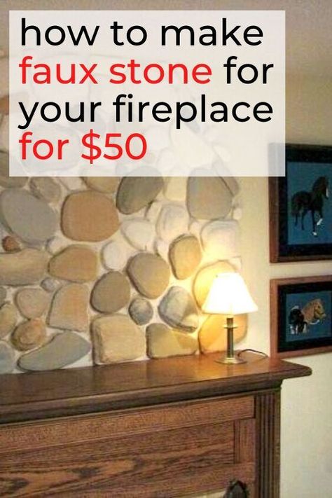 Diy Faux Stone Fireplace, Cheap Fireplace Makeover, Faux Brick Backsplash, Ikea Dresser Makeover, Cheap Living Room, Above The Fireplace, Faux Fireplace Mantels, Brick Accent Walls, Fireplace Mantel Surrounds