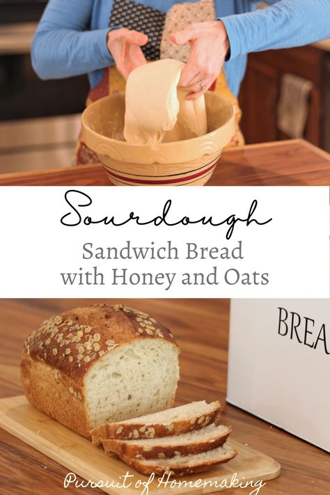 Honey Oat Sandwich Bread, Sour Dough Loaf Bread Recipe, Oatmeal Sandwich Bread, Honey Oatmeal Sourdough Bread, Honey Sourdough Sandwich Bread, Sourdough Camping Recipes, Honey Oat Sourdough Sandwich Bread, Sourdough Oatmeal Bread, Oatmeal Sourdough Bread