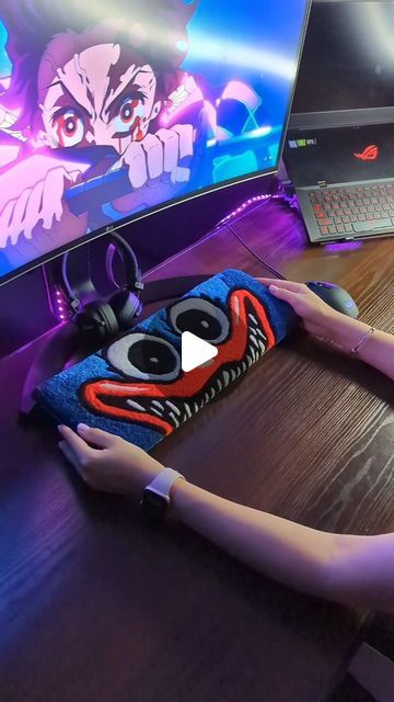 Anastasia Bulgac 💜 on Instagram: "🤩Save Gift Idea🎁 Handmade Keyboard Rugs 👐🏼⌨️ . . . . #gift #giftideas #giftideasforhim #giftideasforfriends #keyboardrug #desktop #gaming #gamingsetup #interiordesign" Keyboard Rug, Tufting Rug, Rug Ideas, La Face, April 21, Gaming Setup, Keyboard, Gaming, Rug