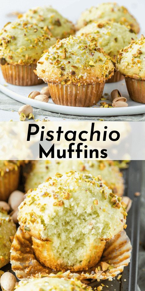 These pistachio muffins are made with real pistachios and instant pistachio pudding mix so they're perfectly moist and bursting with pistachio flavor. I spent half a year testing and perfecting muffin recipes so I could teach you the exact, easy to follow steps to make gorgeous bakery style muffins at home! Pistachio Muffins Recipe, Rocky Road Cookies, Pistachio Muffins, Pistachio Recipes, Pistachio Butter, Cookie Cookbook, Bakery Style Muffins, Pistachio Cream, Pistachio Pudding