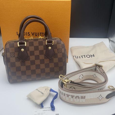 Brand New 2023 Authentic Louis Vuitton Speedy Bandouliere 20 In Damier Ebene. Comes With Full Set: Strap, Padlock And Keys, Dust Bag, Box, Textile Cards, Blue Ribbon Speedy Bandoulière 20 Bag, Speedy 20 Bandouliere, Louis Vuitton Speedy 20, Textile Cards, Louis Vuitton Felicie Pochette, Louis Vuitton Metis, Louis Vuitton Multi Pochette, Louis Vuitton Felicie, Louis Vuitton Speedy Bandouliere