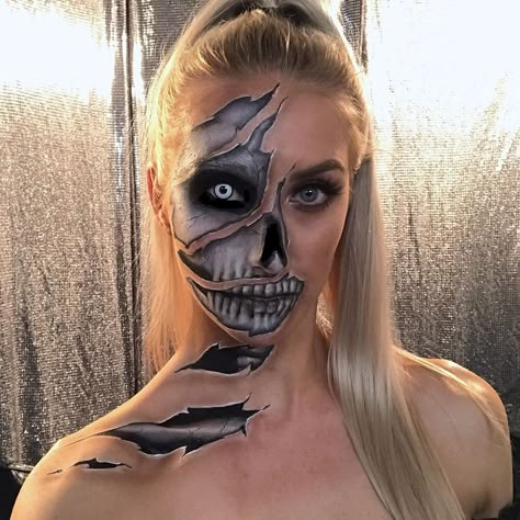 Halloween Makeup And Costumes, Halloween Makeup Hard, Spooky Face Paint, Character Makeup Looks, Halloween Character Makeup, Face Paint Makeup Looks, Halloween Looks Makeup, Colorful Halloween Makeup, Scary Makeup Looks