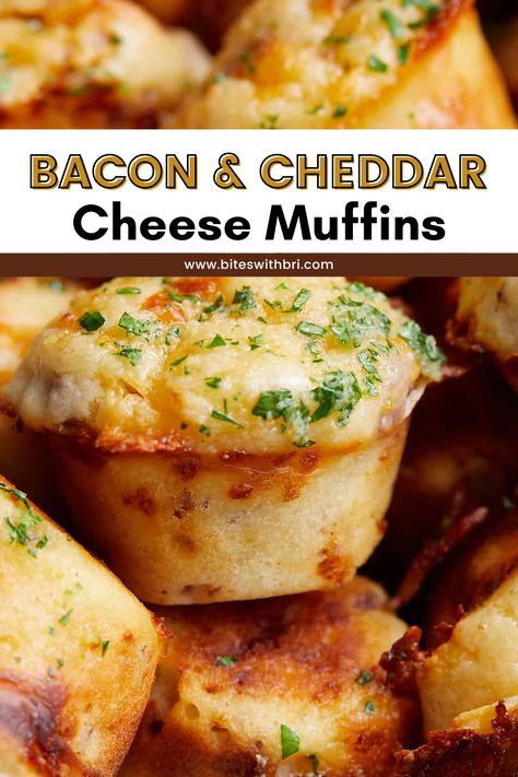 Savory Pancake Muffins, Bacon And Cheese Muffins Recipes, Bacon Cheese Muffins Breakfast Recipes, Cheese And Onion Muffins, Mini Cheese Muffins, Bread Cups Muffin Tins, Biscuit Cup Recipes, Bacon Cheddar Cornbread Muffins, Muffin Tin Rolls