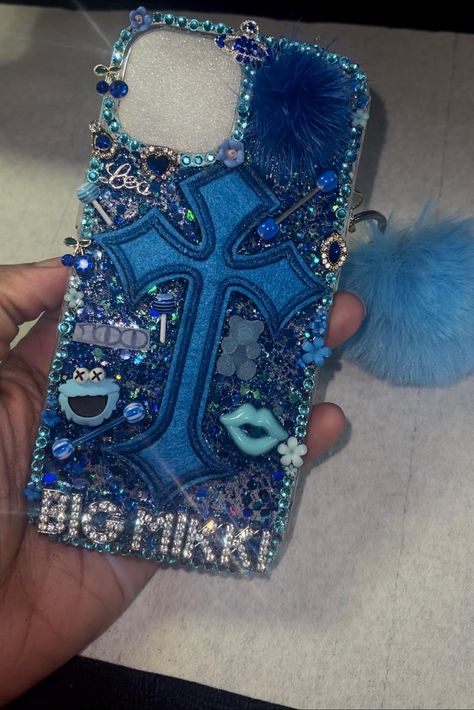 Custom junk phone case How To Make A Junk Phone Case, Iphone X Phone Cases, Phone Junk Case, Custom Cases, Blue Junk Case, Etsy Phone Cases, Girly Items Products, Junky Phone Case, Junk Cases Iphone