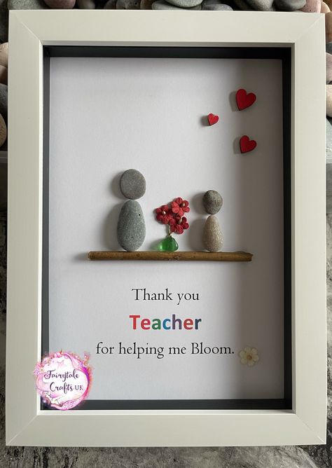 Excited to share this item from my #etsy shop: Pebble art teacher, teacher gift, Scottish pebble art, stone pictures, gift ideas, pebbles, Pebble Art For Teachers, Stone Art Frame, Teacher Pebble Art Gift Ideas, Teacher Pebble Art, Teachers Day Gifts Creative, Pictures Gift Ideas, Handmade Teacher Gifts, Fairy Tale Crafts, Stone Pictures Pebble Art