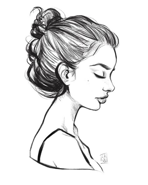 Female Side Profile, Tell Me About It Stud, Side Profile Drawing, Drawing Female, Profile Drawing, Movie Screenshots, Art Hair, Sketch Poses, Hair Sketch