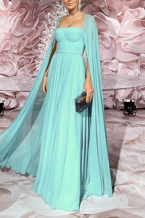 Blue Chiffon Dress For Maid Of Honor Dress For Maid Of Honor, Baby Blue Prom Dresses, Maid Of Honor Dress, Blue Chiffon Dress, Maternity Evening Dress, Blue Chiffon Dresses, Dresses For Pregnant Women, Elegant Outfit Classy, Soiree Dress