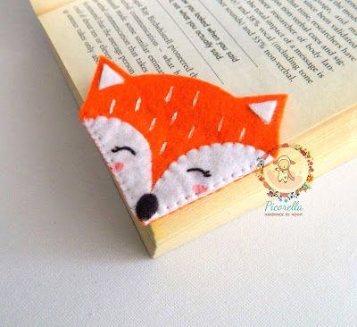 Felt Book Marks, Felt Bookmark Corner, Fox Bookmark, Bookmark Felt, Bookmark Corner, School Bookmarks, Fox Crafts, Penanda Buku, Baby Mobil