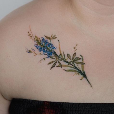 Bluebonnet Bouquet Tattoo, Small Texas Themed Tattoos, Texas Blue Bonnet Tattoo, Texas Bluebonnet Tattoo, Texas Flower Tattoo, Blue Bonnet Tattoo, Texas Wildflower Tattoo, Texas Tattoos Women, Texas Tattoo