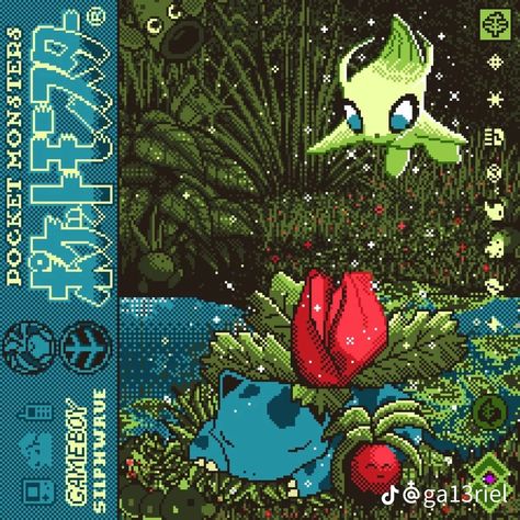 Silphwave Pokemon, Green Pokemon, Pixel Art Pokemon, Pokemon Poster, Gold Pokemon, Pokemon Gif, 8bit Art, Pokemon Theme, Cool Pixel Art