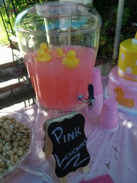 Pink Duck Birthday Party, Duck Theme 2nd Birthday Party Girl, Duck Baby Shower Ideas, Duck 1st Birthday Girl, Duck Theme Gender Reveal, Duck First Birthday Girl, Duck Party Ideas, Pink And Yellow Baby Shower Ideas, Duck Themed Baby Shower Ideas