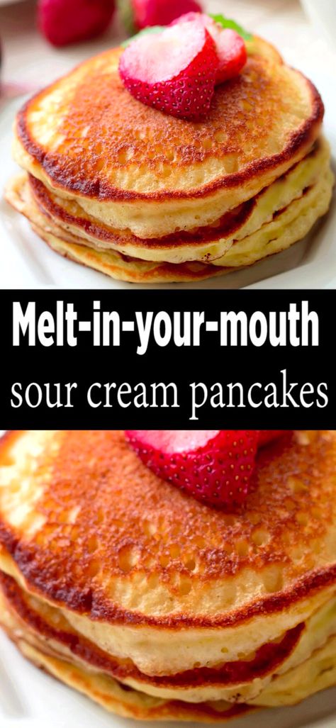 Pancake Recipe With Sour Cream, Pioneer Woman Pancakes Recipe, Edna Mae's Sour Cream Pancakes, Sour Cream Pancakes Recipe, Sour Cream Breakfast Recipes, Pancakes With Sour Cream, Southern Pancake Recipe, Soured Cream Recipe, How To Use Sour Cream