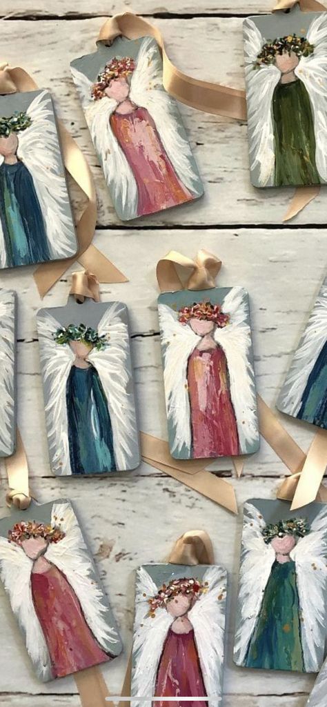 Hand Painted Angels, Textured Angel Painting Diy, Angel Art Painting, Angels Diy, Christmas Art For Kids, Christmas Angel Crafts, Diy Christmas Paintings, Angel Wall Art, Christ Centered Christmas