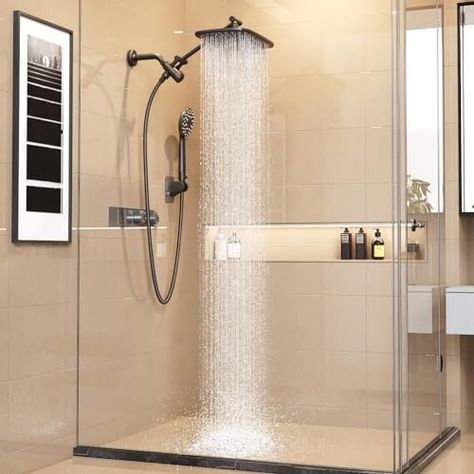 Veken 12 Inch High Pressure Rain Shower Head Combo with Extension Arm- Wide Rainfall Showerhead with 6 Handheld Water Spray - Adjustable Dual Showerhead with Anti-Clog Nozzles - Silver Chrome - Amazon.com Modern Shower Head, Rain Fall, Rainfall Shower Head, Handheld Shower Head, Modern Shower, Rainfall Shower, Ceiling Fan In Kitchen, Rain Shower Head, Shower Accessories