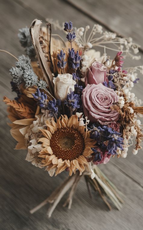 🍂 Fall Wedding Ideas with Dried Wildflower Bouquets Fall Lavender Wedding, Yellow Wedding Arch, Purple And Yellow Bouquet, Wedding Bouquet Autumn, Wildflower Bouquets, Dried Flower Bouquets, Everlasting Bouquet, Fall Purple, Fall Wedding Ideas