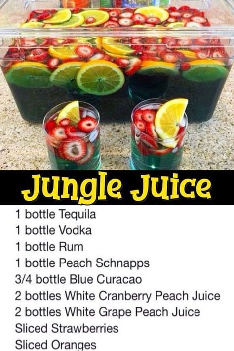 Party Drinks Ideas, Punch Recipes For A Crowd, Jungle Juice Recipe, Easy Party Drinks, Fruit Punch Recipe, Recipes For A Crowd, Alcoholic Punch Recipes, Non Alcoholic Punch, Easy Punch Recipes