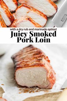 Smoked Pork Loin - a delicious, easy recipe for smoked pork loin that has options for either a dry rub or marinade if you want! Traeger-friendly! #smokedporkloin #smokedporkloinrecipe #traegerporkloin Pork Loin Traeger, Pork Loin Smoker Recipes, Traeger Pork Loin, Smoked Pork Loin Roast, Smoked Pork Tenderloin Recipes, Smoked Pork Loin Recipes, Pellet Smoker Recipes, Smoked Pork Tenderloin, Grilled Pork Loin