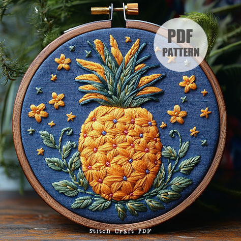 Add a splash of tropical fun to your stitching projects with this vibrant pineapple pattern! Perfect for all skill levels, this design brings the island vibes right to your home. 🌴✨ #EmbroideryArt #TropicalVibes #DIYCraft #HandmadeDecor #CreativeStitching Tropical Embroidery, Pineapple Embroidery, Stitching Projects, Pineapple Pattern, Island Vibes, Tropical Vibes, Embroidery Pattern, Handmade Decorations, Embroidery Art