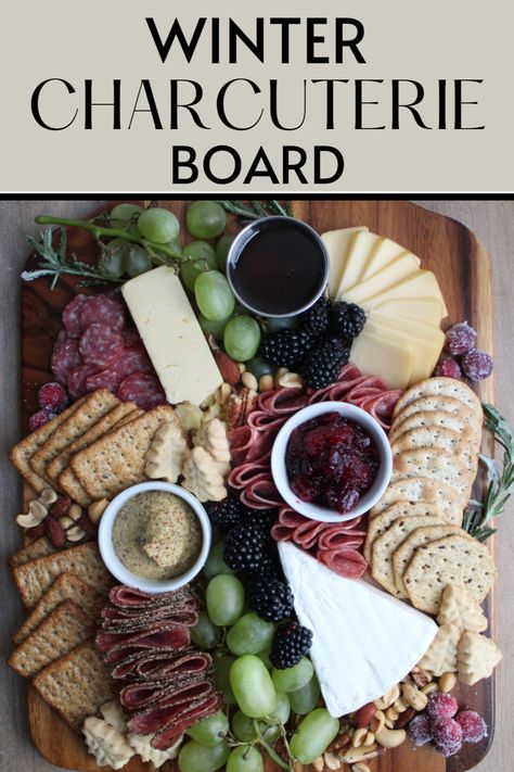 Don't be surprised if this winter charcuterie board steals the show at your next holiday party! Beautiful and easy to put together- it's a party host's dream. Winter Charcuterie Table, Winter Grazing Board, Winter Solstice Charcuterie Board, Winter Charcuterie, Winter Themed Charcuterie Board, Winter Charcuterie Board Ideas, Holiday Charcuterie Board, Winter Charcuterie Board, Holiday Charcuterie Board Ideas