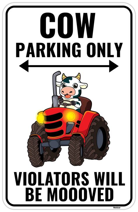 PRICES MAY VARY. One of a kind design: Each sign we make has original illustrations and has been thoughtfully made with you in mind, perfect purchase for all occasions! Cow parking only - violators will be moooved. Vibrant Colors: High quality, high resolution color printed aluminum metal signs. Stands out in any room against any background. Great gift: Any cow lover will love this sign! Perfect novelty gift for all occasions. Makes a cute funny present for friend men women neighbor birthday Chr Present For Friend, Cow Birthday Parties, Cow Coloring Pages, Cow Stuff, Cow Kitchen, Cow Birthday, Funny Presents, Cow Pictures