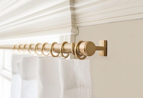 Amazon.com: BlastHome Luxury 4.5 ft Custom Curtain Rod – 1 1/4" Large Diameter – Premium Brackets & Endcaps – Nonadjustable Rods Connect for a Seamless Look – Brushed Gold Finish : Home & Kitchen Custom Curtain Rods, Window Rods, Ceiling Fan In Kitchen, Bath Fixtures, Custom Curtains, Curtain Rod, Curtain Rods, Kitchen And Bath, Gold Finish