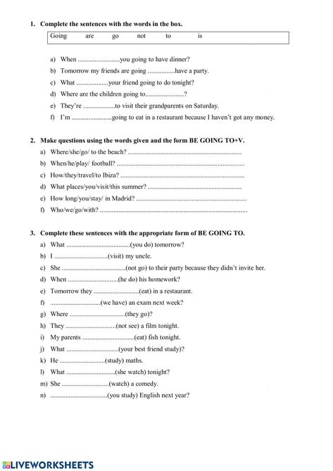 Be Going To Worksheet, Where Are The Children, Weather Worksheets, Esl Teaching Resources, Grammar Exercises, Subject And Predicate, English Exercises, English Grammar Worksheets, Going To