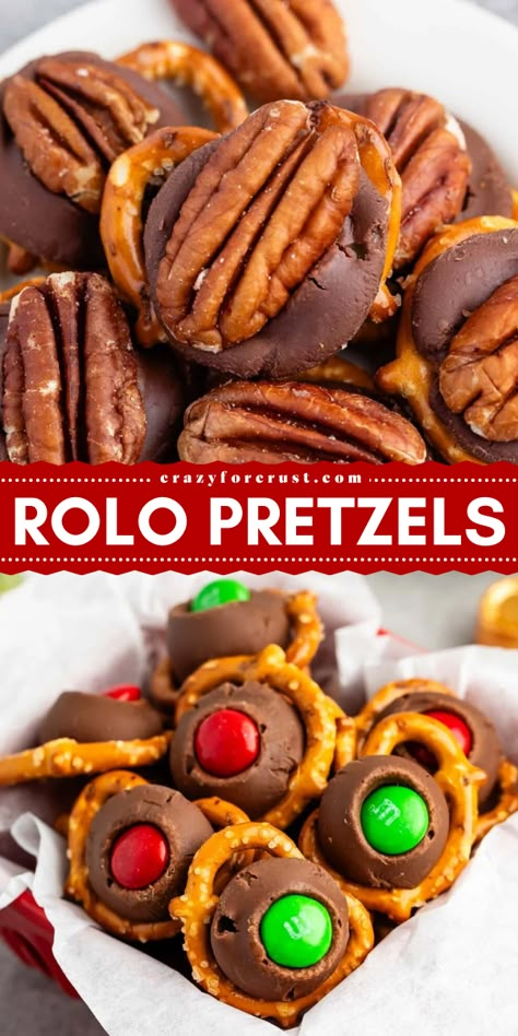 These Rolo Pretzels are the best easy candy recipe – just 3 ingredients and they’re done in under 10 minutes. We love these as a last minute treat – and they taste like a crunchy turtle candy with chocolate, caramel, and pecans. M&m Rolo Pretzel, Pretzel With Rolos And M&ms, Pretzels Rolos M&ms, Pretzel With Rolo, Pretzels With Rolos And M&ms, Rolo Pretzels Christmas, Pretzel Rolo M&m, Rolos Pretzels, Pretzel Rolo Pecan