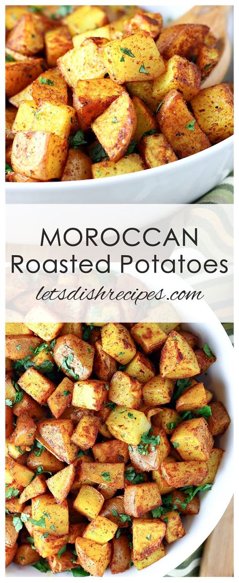 North African Vegetable Recipes, Moroccan Food Sides, Muthawama Recipe, International Potato Recipes, Mediterranean Roasted Potatoes, Lebanese Potatoes Recipe, Morocco Food Recipes, Middle Eastern Potatoes, Persian Potatoes