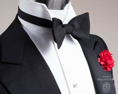 Shirt Collar Styles: A Complete Guide — Gentleman's Gazette Tuxedo White, Model Kemeja, Wing Collar Shirt, Black Tie Tuxedo, Velvet Dinner Jacket, Shirt Collars, Black And White Tuxedo, Shirt Collar Styles, Collar Tips