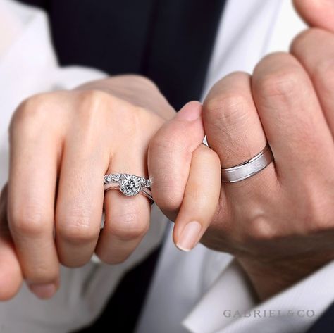 Found the love of your life? Check! Magical proposal? Check! Then check out our matching rings inspiration blog!  #engaged #engagementring #weddingring #weddingband #rings #diamondring #marriage #wedding #weddingplanning#GabrielNY #DiamondJewelry #FineJewelry#gabrielengagementring #gabrielring #gabrielwedding#Men's#Band Couple Ring Photography Hands, Wedding Photoshoot Rings, Men Proposal Ring, Wedding Rings On Hands, Cincin Pernikahan Wedding Ring Couple, Couple Ring Photography, Engagement Rings Photography, Engagement Rings Photoshoot, Wedding Ring Poses