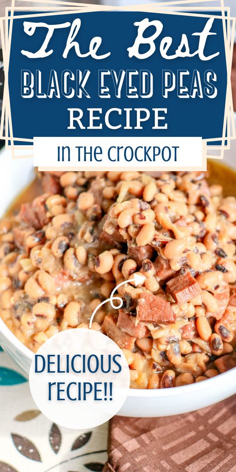 A terrific black-eyed peas recipe is important to have in your arsenal when it comes to great meals in your slow cooker. They’re largely considered comfort food and this easy recipe makes them great for any meal! Black Eye Peas Crockpot, Crock Pot Black Eyed Peas, Black Eyed Peas Recipes, Black Eyed Peas Recipe Crock Pot, Blackeyed Pea Recipes, Cooking Black Eyed Peas, Easy Homemade Cornbread, Peas Recipes, Blackeyed Peas