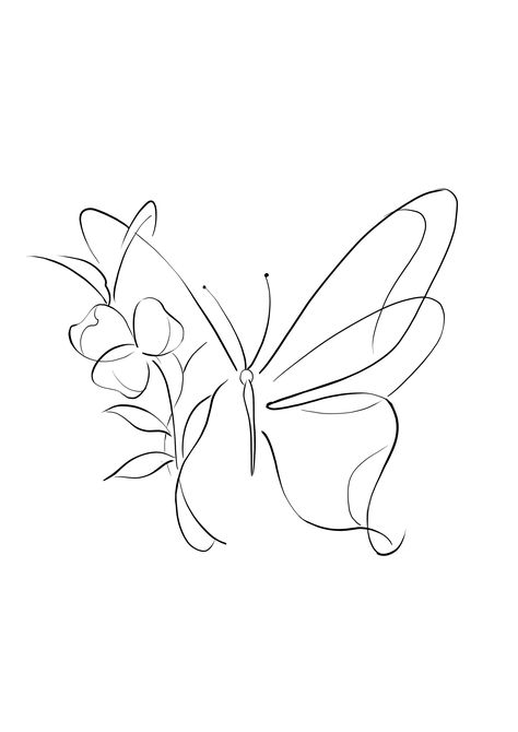 Tulip Tattoo Design For Women, Hip Tattoo Butterfly, Line Tattoos Butterfly, Cute Little Tattoos For Women, Butterfly Flash, Line Art Butterfly Tattoo, Butterfly Tattoo Thigh, Butterfly Wings Drawing, Line Drawing Butterfly Tattoo