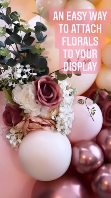 Balloons With Flowers Garland, Half Balloon Half Flower Arch, Flowers In Balloon Arch, Paper Flower And Balloon Arch, Balloon Arch With Flowers Diy, Wedding Balloon Arrangements, Ballon And Flower Arch Diy, How To Add Flowers To Balloon Garland, Balloon And Floral Arch