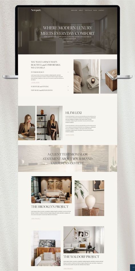 Web Design-Templates & Layouts Home Page Website Design, Home Page Website, Interior Designer Website, Social Media Manager Website, Interior Design Template, Luxury Website, Designer Website, Template Social Media, Interior Design Website